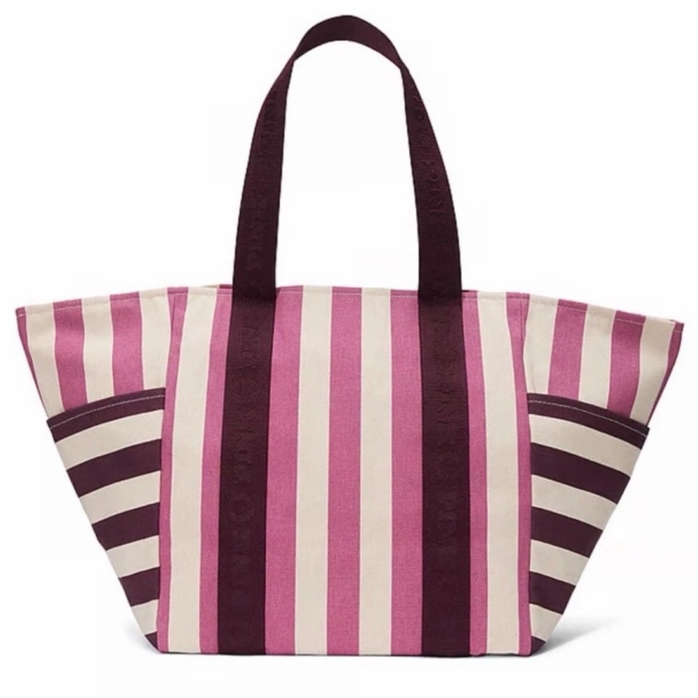 NWT!PINK Victorias Secret Striped Pink/Purple Extra Large Tote/Weekender!CUTE!